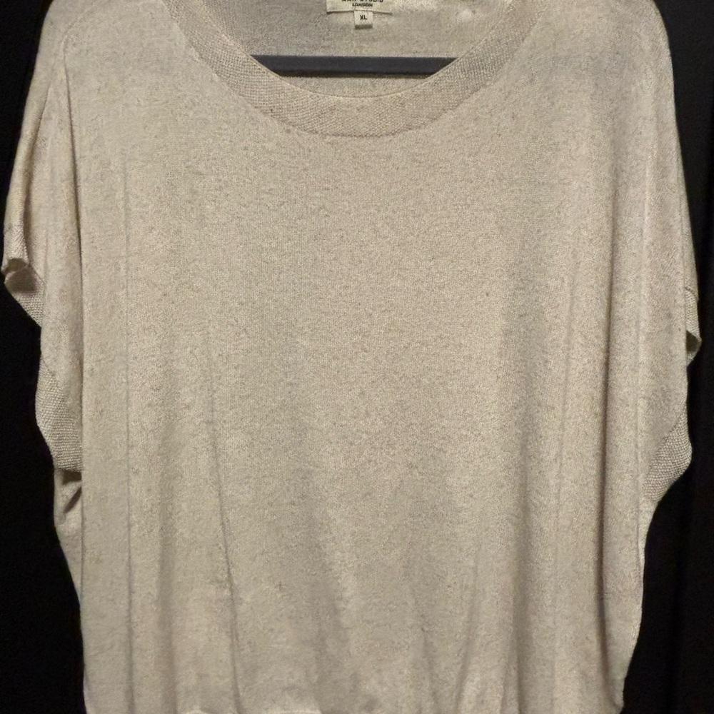 Max Studio Light Beige Short Sleeve Knit Top